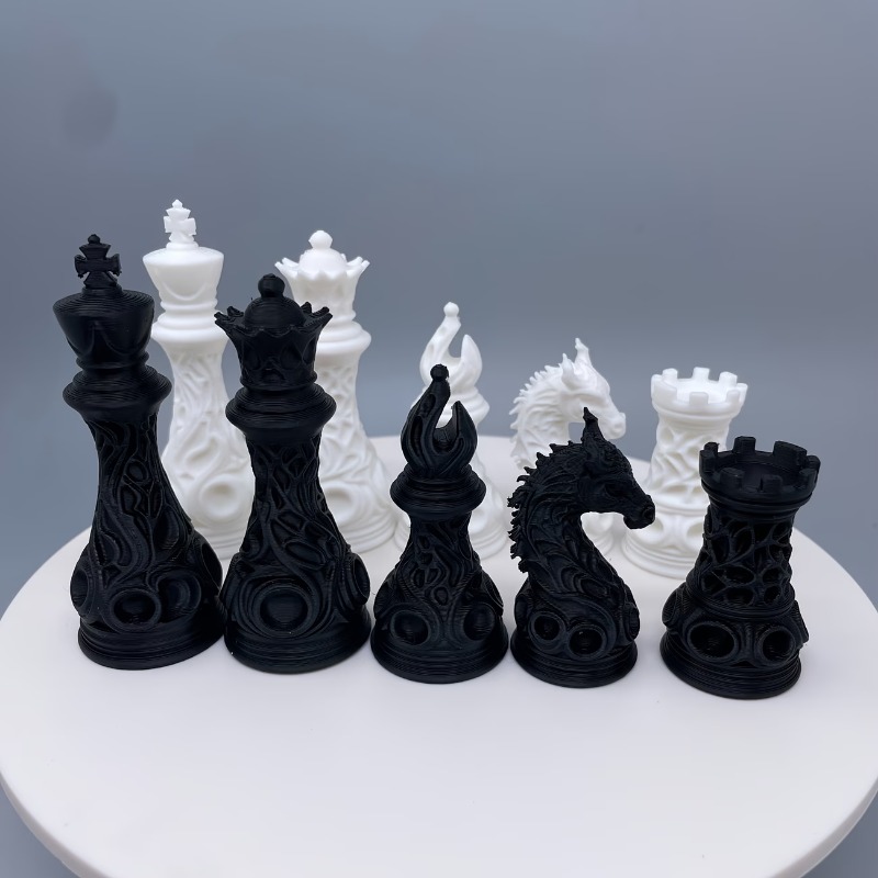 3D Printing Chess - 32개 3D 프린팅 플라스틱 고딕풍 흑백