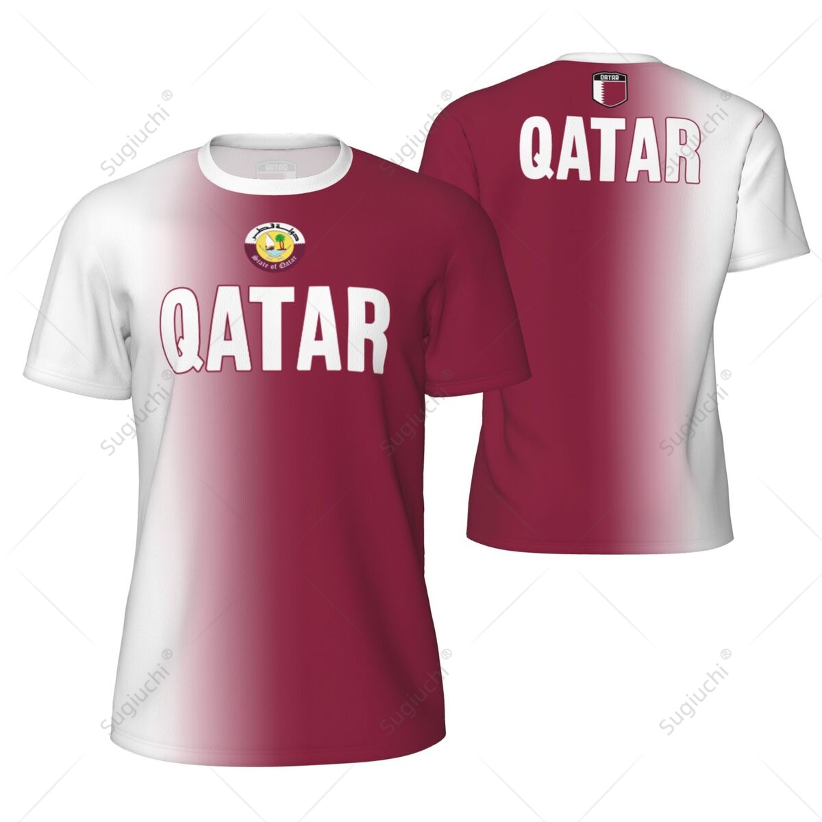 3D Printing Qatar - 스포츠 메쉬 티셔츠 카타르 국기 러닝