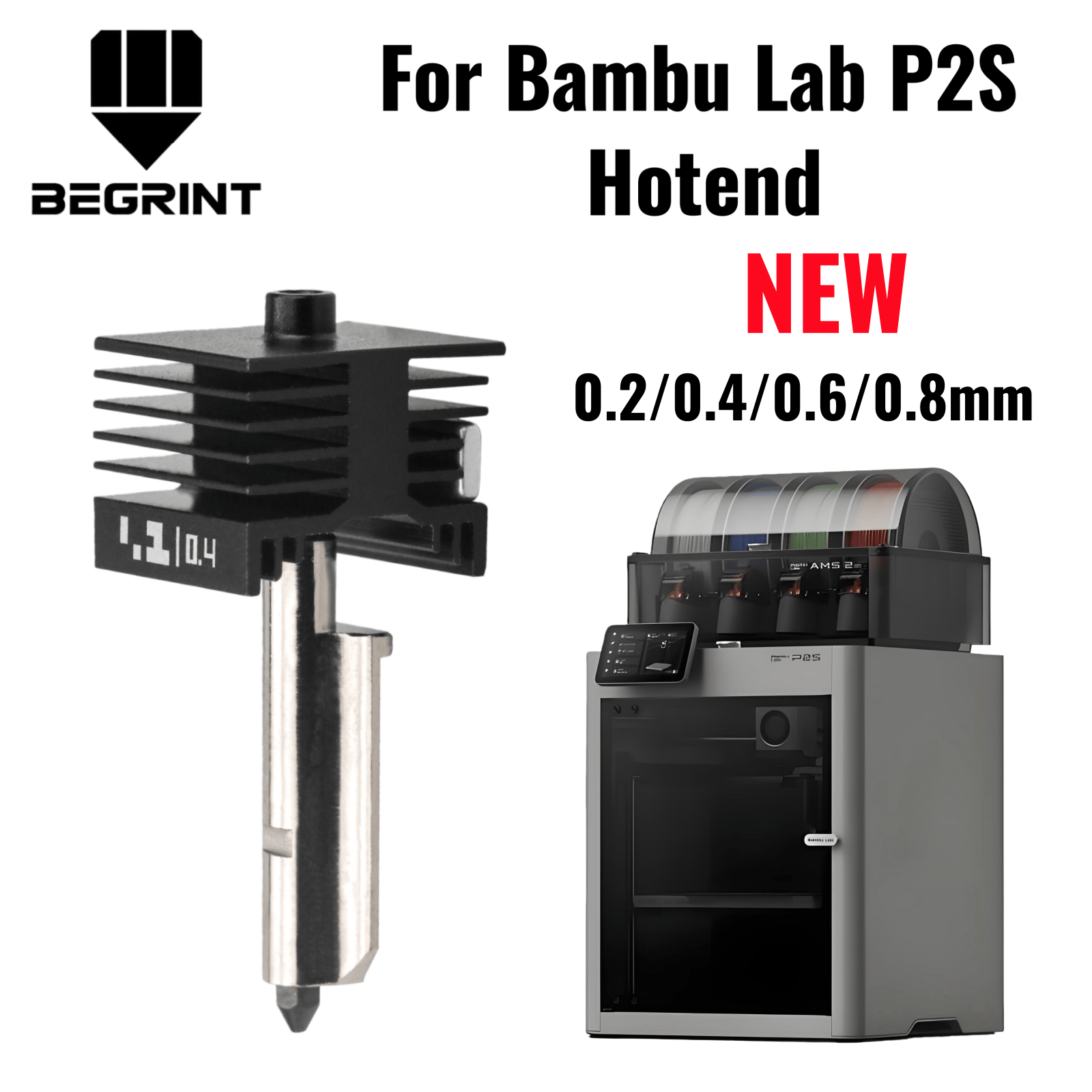 3D Printing Laboratory - 밤부랩 P2S X2D 업그레이드 핫엔드 0.2/0.4/0.6/0.8mm