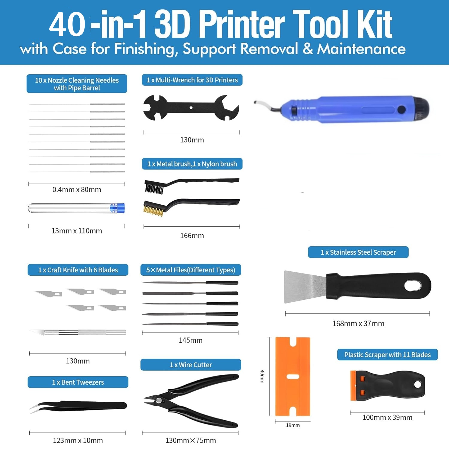 40개 3D 프린터 도구, 스크레이퍼, 파일, 와이어  - 3D Printing File Free 리뷰 및 가격