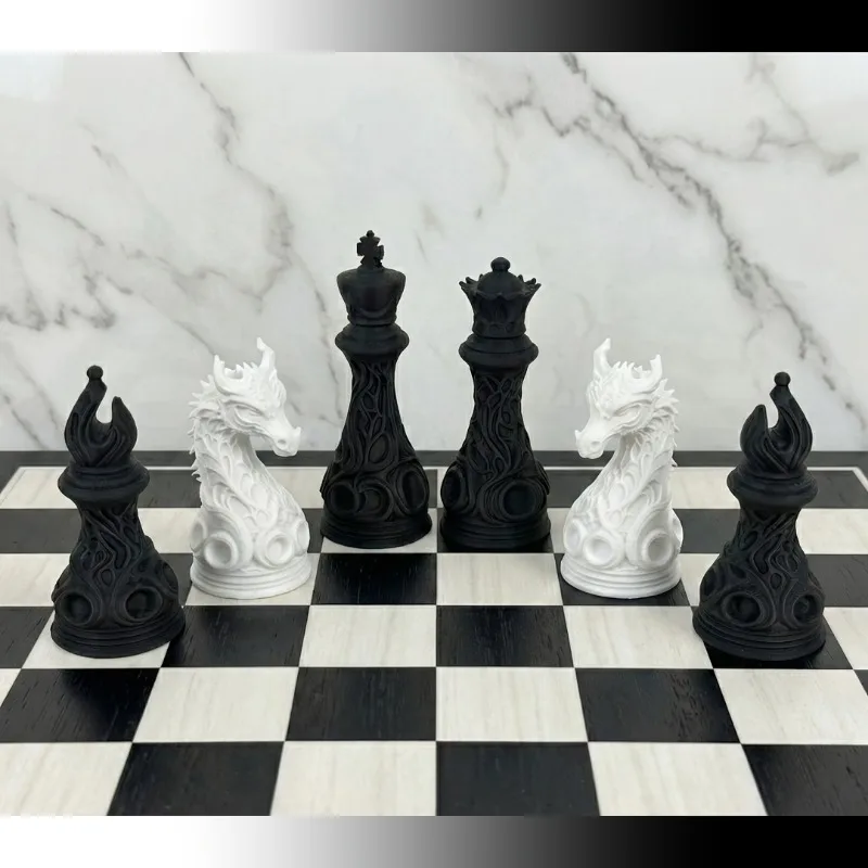 32개 3D 프린팅 플라스틱 고딕풍 흑백 체스 세트 | - 3D Printing Chess 리뷰 및 가격