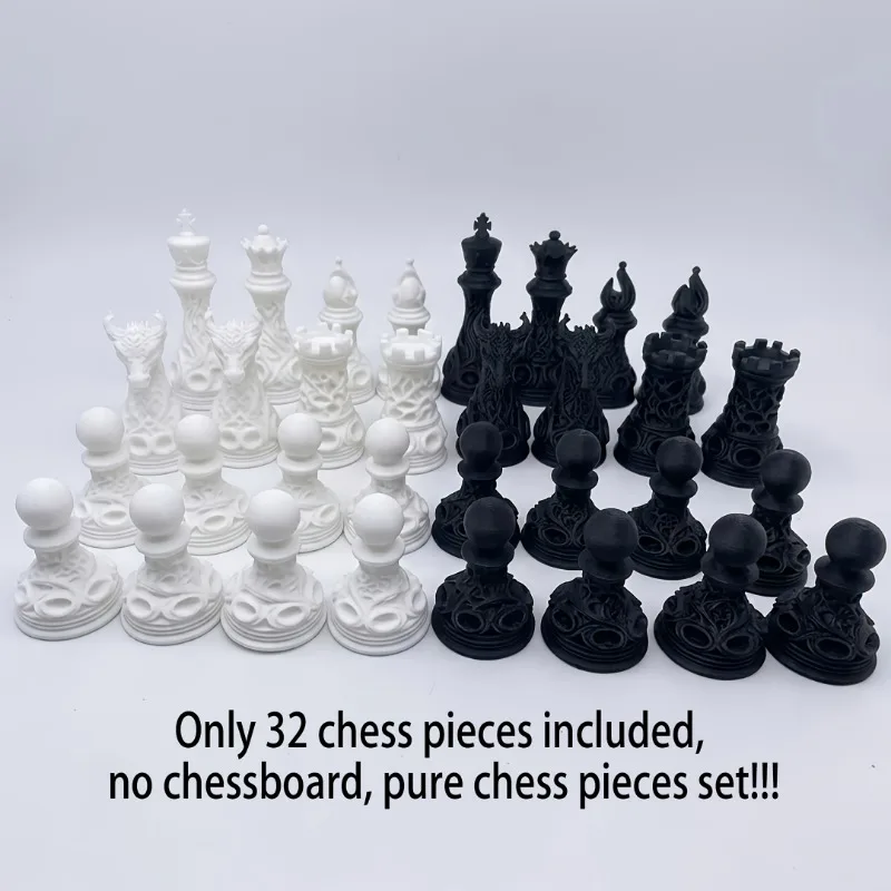 32개 3D 프린팅 플라스틱 고딕풍 흑백 체스 세트 | - 3D Printing Chess 리뷰 및 가격