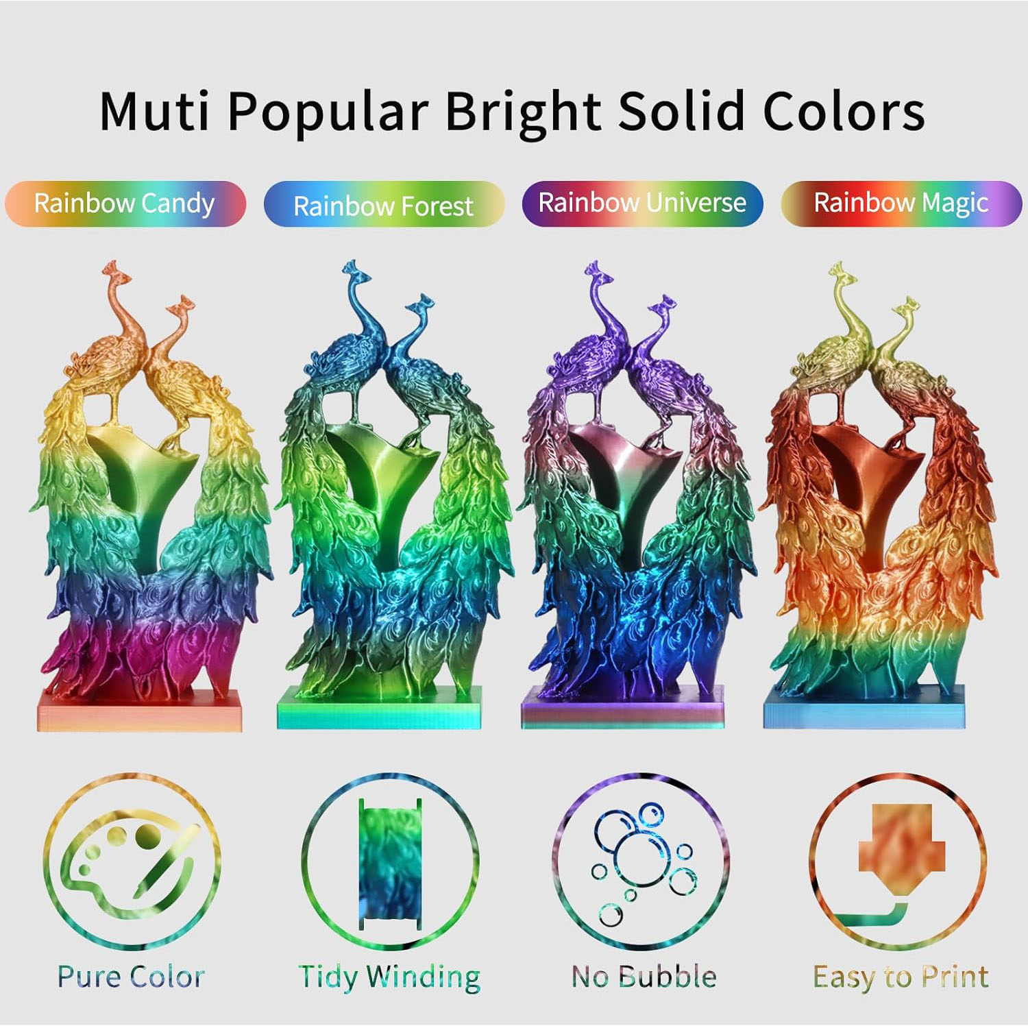 레인보우 멀티컬러 실크 샤이니 PLA 4 in 1 빠른 - 3D Printing Fdm 리뷰 및 가격