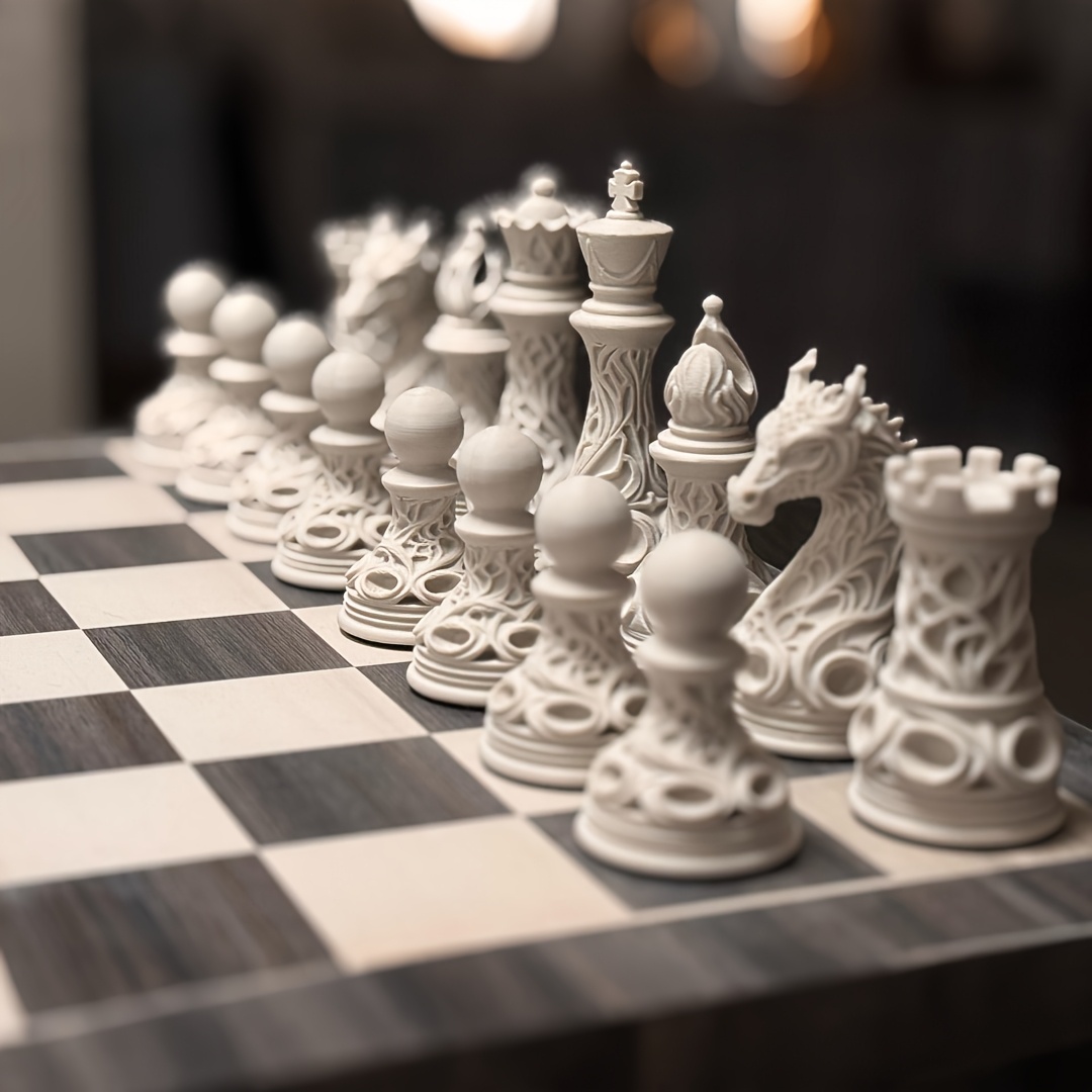 32피스 3D 프린팅 플라스틱 고딕 리바이벌 흑백 체스 - 3D Printing Chess 리뷰 및 가격