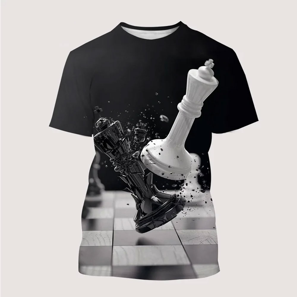 남성용 재미있는 체스 3D 프린팅 티셔츠, 흑백 체스  - 3D Printing Chess 리뷰 및 가격