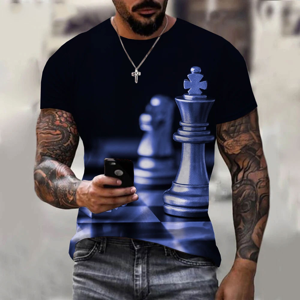 남성용 재미있는 체스 3D 프린팅 티셔츠, 흑백 체스  - 3D Printing Chess 리뷰 및 가격