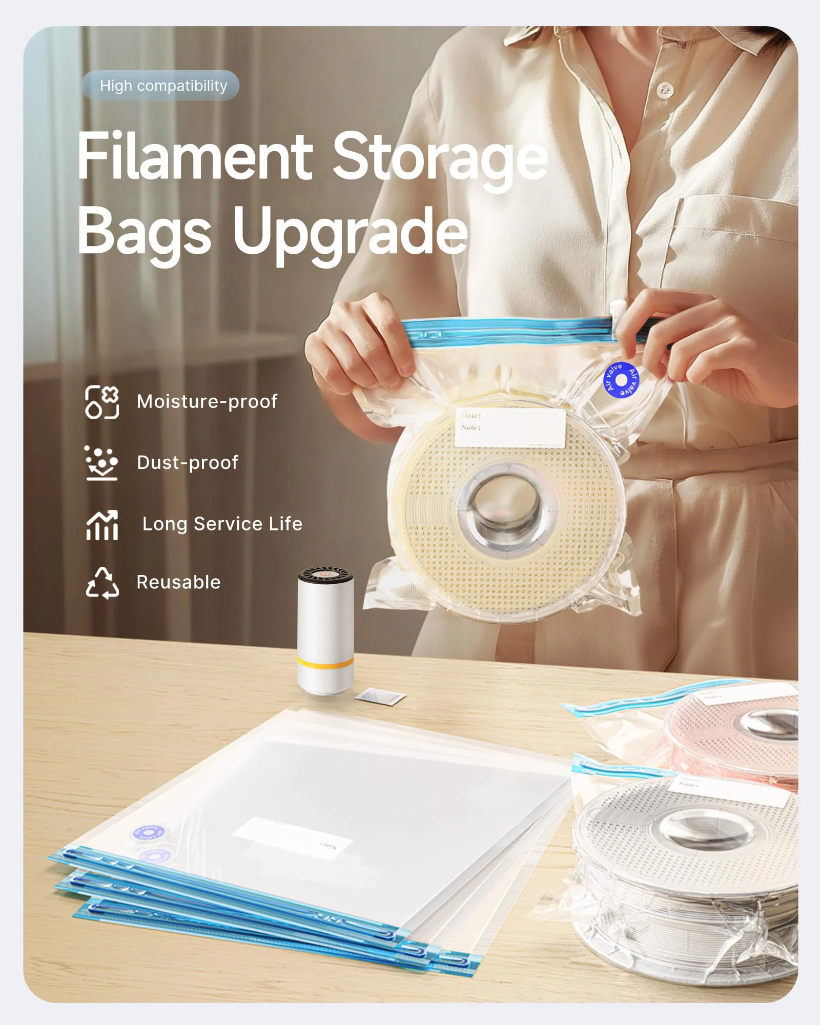 USB 충전식 전기 공기 펌프가 포함된 3D 프린터 필 - Abs Filament Spool 리뷰 및 가격